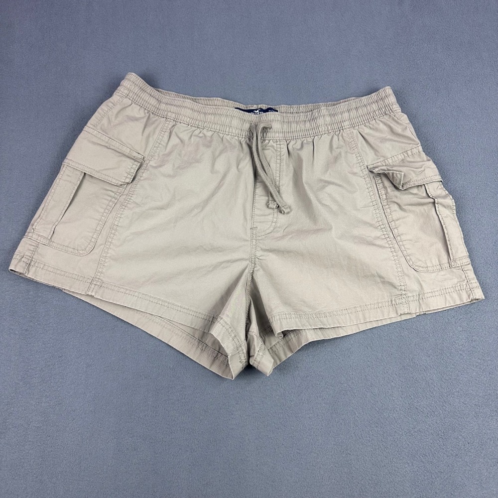 Hollister Ultra High-Rise Cargo Shorts XL Khaki Tan Elastic Waist 3" Inseam 1062